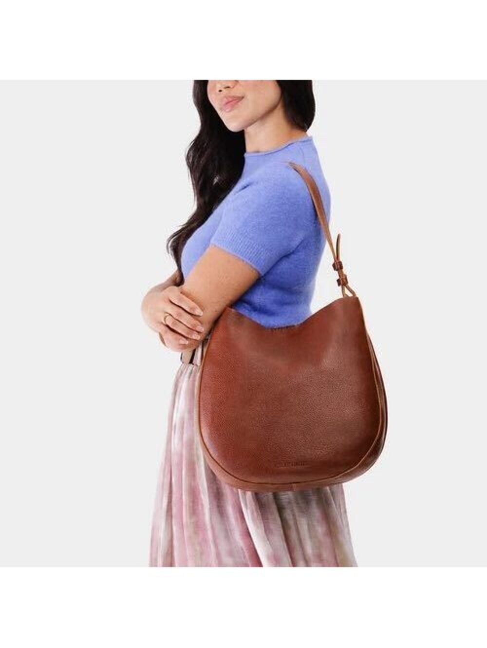Portland Leather Goods Large Olivia Shoulder Bag Nutmeg Brown Pebbled Leather